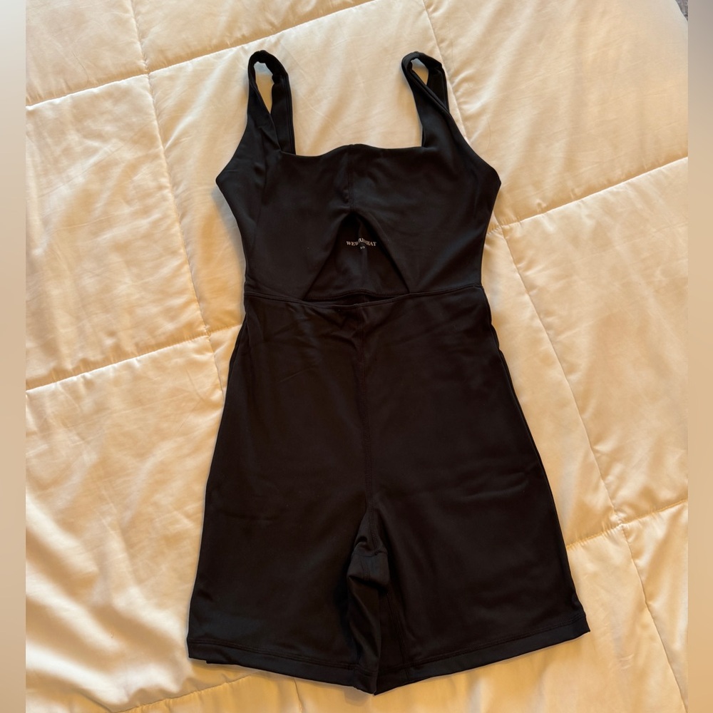 WeWoreWhat Black Workout Romper